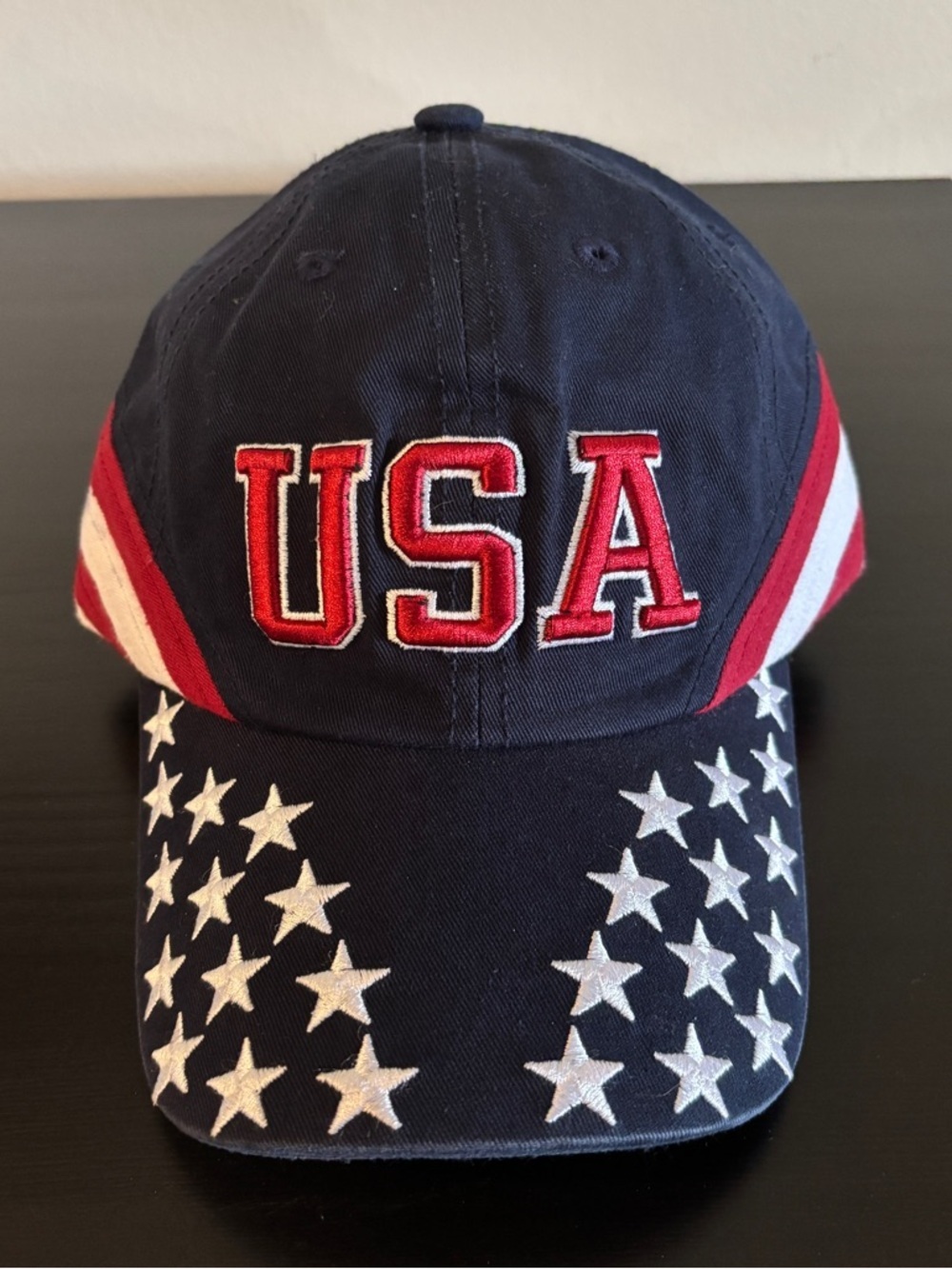 USA Embroidered Navy Baseball Cap with Stars